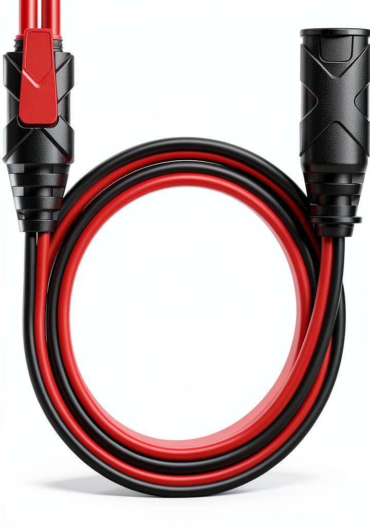 NOCO extension cable connected to Genius charger in a garage