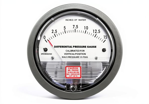 Differential Pressure Gauge JH Gauge Aluminum Dual Tap 0-15 inH2O-0